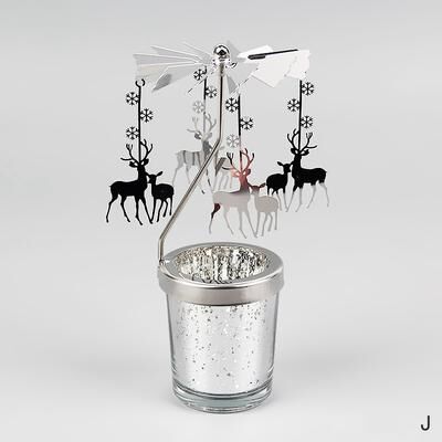 Inspire Daily Merch Carousel Candle Stand, Hot Rotating Candlestick, Hallowmas Home Decoration, Party Room Gift silver A