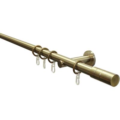 Gardinenstange GARDINIA "Set Metall" Gr. 1, gold (antikmessingfarben), L:120cm Ø:20mm, Metall, Gardinenstangen, 1-Lauf