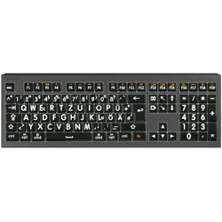 LogicKeyboard Mac Astra 2 Großdruck-Tastatur DE Hintergrundbeleuchtung, Weiß auf Schwarz
