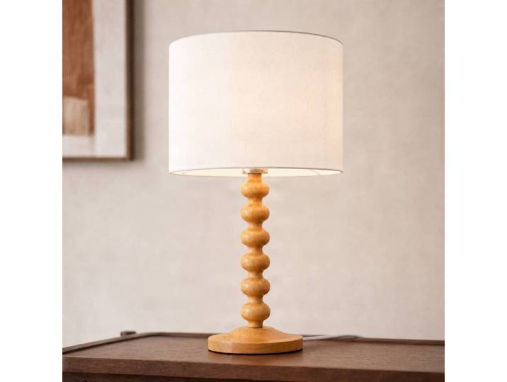 Tischlampe Karlie Lucande, Holz hell, Holz, Tischlampe