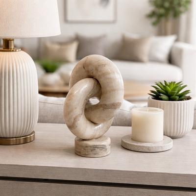 Sagebrook Home "Stone Decorative Object Sleek Modern Contemporary Ring Design - 9.5"""