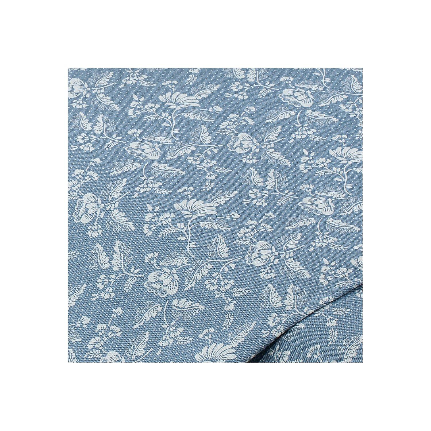 Baumwoll-Trachtenstoff "Blumen", himmelblau