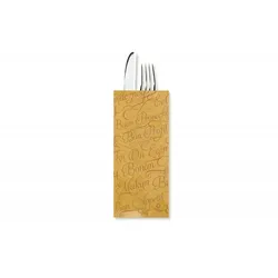 Schachtel mit 800 Öko Natur dekorierten Besteckhalter-Papierumschlägen Guten Appetit 11x25 mit Serviette