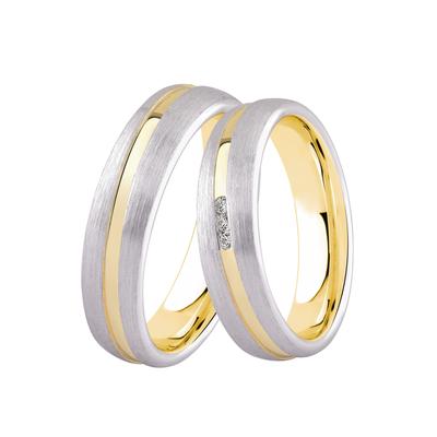 Trauring DOOSTI "Schmuck Geschenk Silber 925 Trauring Ehering Partnerring LIEBE" Gr. 54, gold (silberfarben, gelbgoldfarben), Fingerringe, Damen, 54, ohne Zirkonia, Silber 925 (Sterlingsilber), 5mm, Trauring, wahlweise mit oder ohne Zirkonia
