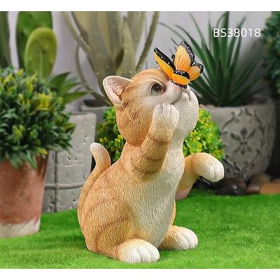 Solarleuchten Ornament Kaninchen Blumen Gartenlicht, süße Katze Gartenlicht für Gartendekoration lustige Eingangsleuchte, Solar Gartenstatue Kaninchen Figur Garten