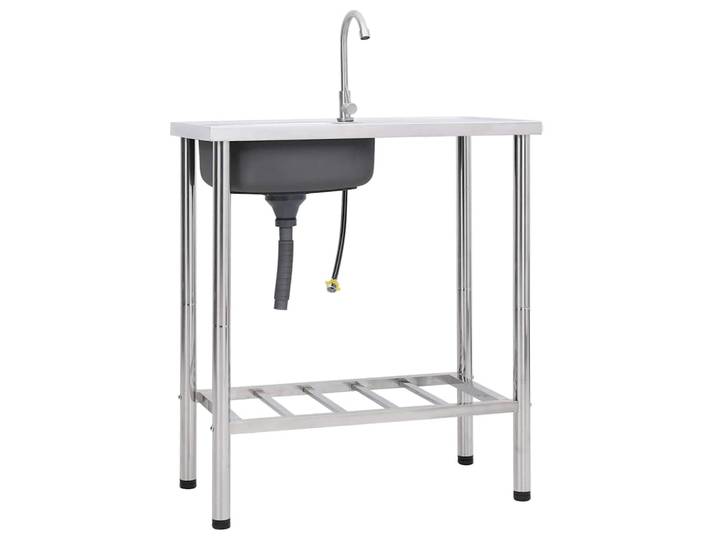 vidaXL Camping-Spüle mit Wasserhahn Edelstahl