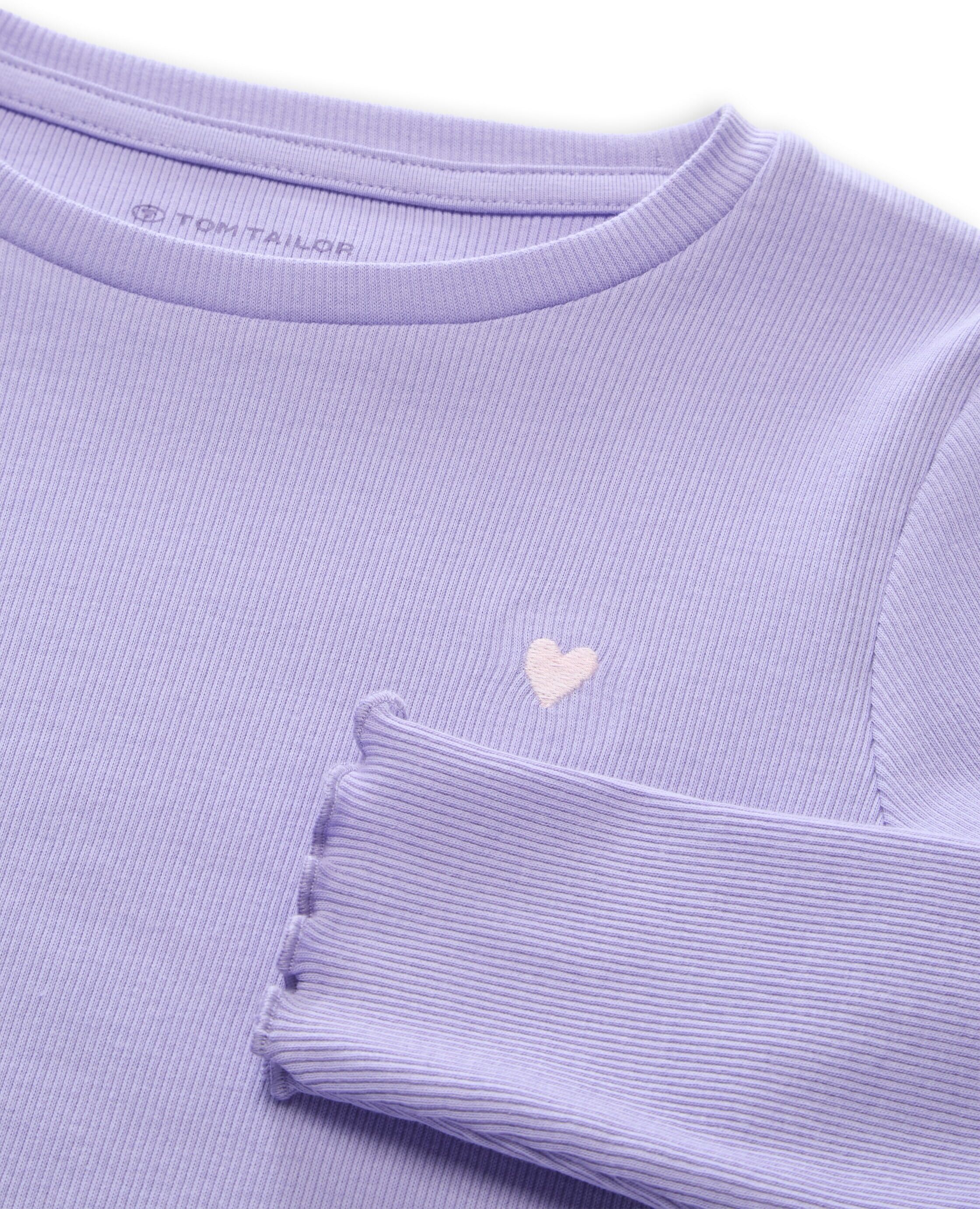 T-Shirt TOM TAILOR, Mädchen, Gr. 92/98, lila (sweet lila), Single Jersey, Obermaterial: 93% Baumwolle, 7% Elasthan, regular fit, Shirts T-Shirt sweet lila 92/98