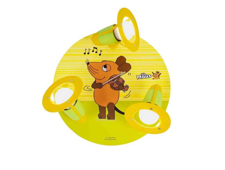 Licht-Erlebnisse Deckenstrahler MARLO, ohne Leuchtmittel, B: 29 cm Holz Sendung mit der Maus 3x E14 Kinderzimmer