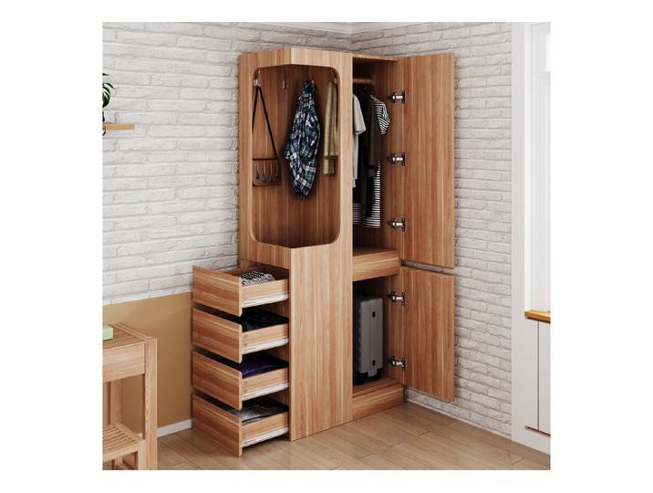OKWISH Kleiderschrank Schrank (mit 4 Schubladen & offenem Hängefach, 1 Tür, 70×40×170 cm)