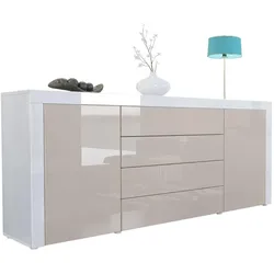 SIDEBOARD La Paz Sandgrau Hochglanz / Weiß Hochglanz