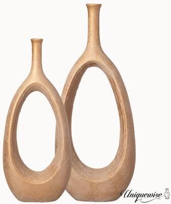 Uniquewise Fiberglass Floor Vases Modern Bohemian Ornamental Oval Design with Open Center for Entryway Living Room