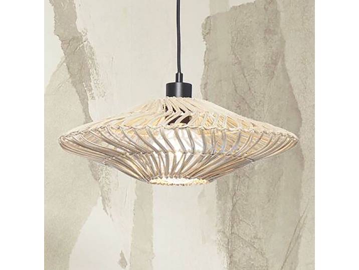 Pendelleuchte Zanzibar Ø 40cm Weiß/Weiß Bambus E27