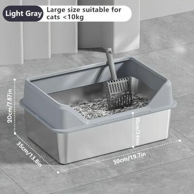 Uplift Picks KEMORELA XL Stainless Steel Cat Litter Box With Lid light Gray (l)