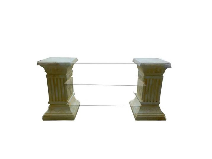 Xlmoebel TV-Schrank XLMOEBEL RTV Regal Säulen Skulpturen in Beige mit Glasflächen (1-St., RTV Regal Säulen Skulpturen) Made in Europa