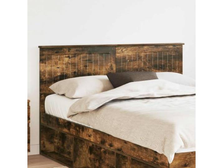RJPLMFV Kopfteil aus Holz, rauchfarbene Eiche Modernes rechteckiges Design, einfache Wartung und einfache Montage für zwei Personen