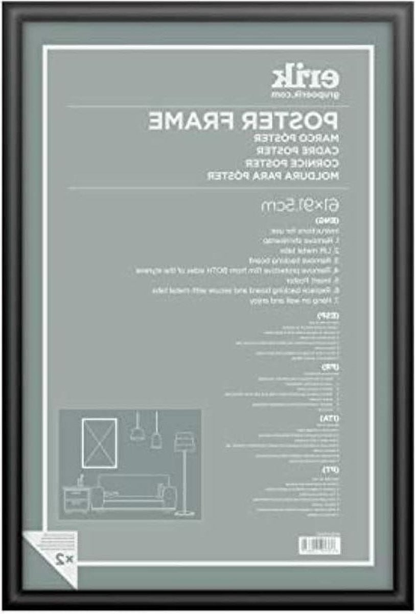 Fotolijst zwart kunststof MDF wanddecoratie met afgeronde lijstvorm en ophangsysteem B: 61 cm, H: 915 cm