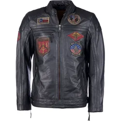 Top Gun Racing, Lederjacke - Schwarz/Schwarz - S