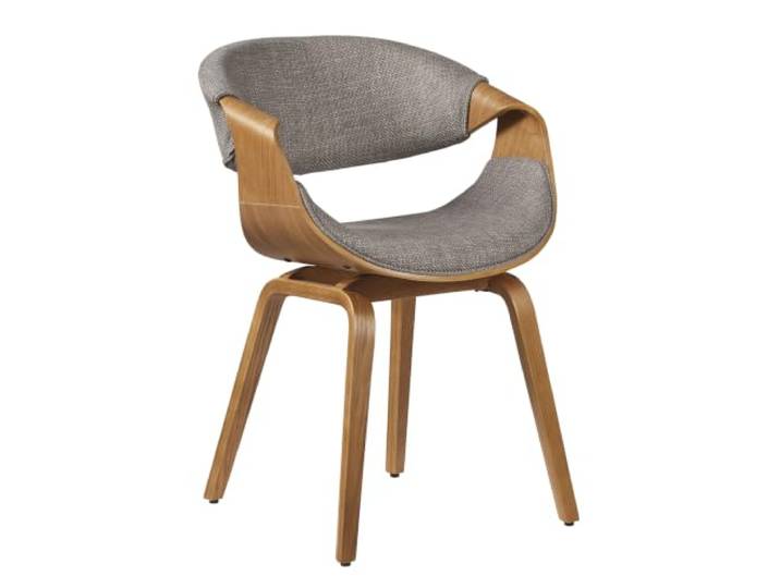 riess-ambiente Stuhl ORGANIC - grau - Eschenfurnier Armlehnen retro Gestell: natur, individuelle Maserung, gewebter Strukturstoff, bequeme Polsterung, Skandi-Stil, pflegeleichte Oberfläche