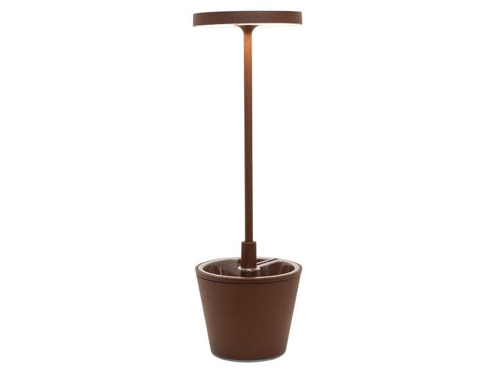 Poldina Reverso Corten LED-Tischleuchte, wiederaufladbar und dimmbar mit einer Akkulaufzeit von bis zu 12 Stunden. Außen IP65