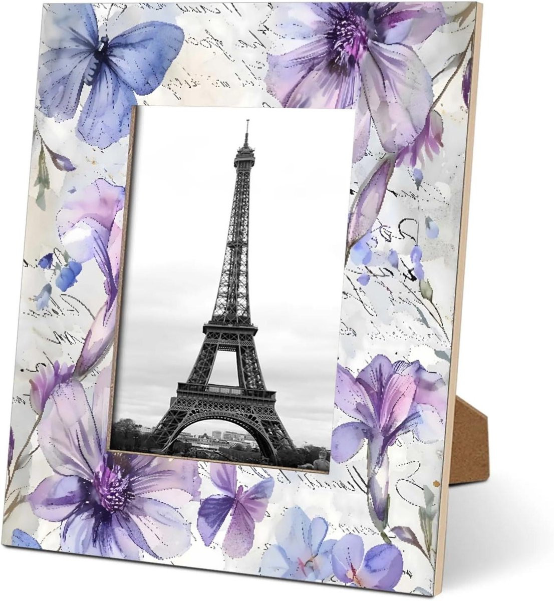 Houten Fotolijst met Paarse Bloem en Vlinder voor 8x10 Inch Foto's