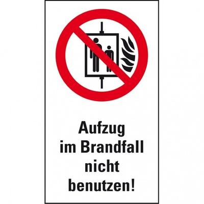 Dreifke® Verbots-Kombi Aufzug im Brandfall nicht benutzen, ASR/ISO, Recycling-Verbundplatte, 140x250mm