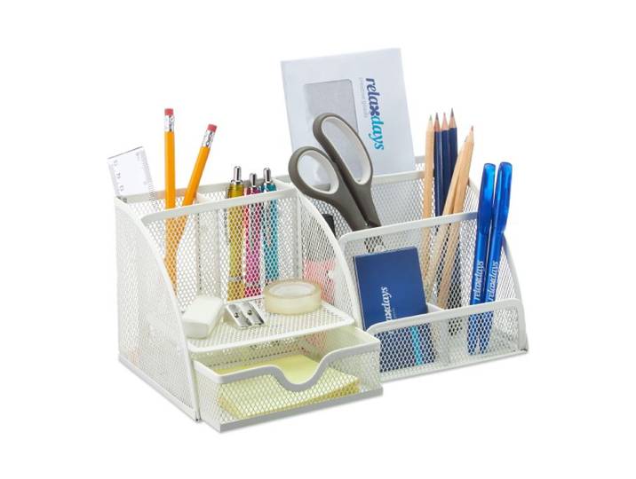 Relaxdays Schreibtisch Organizer Weiß