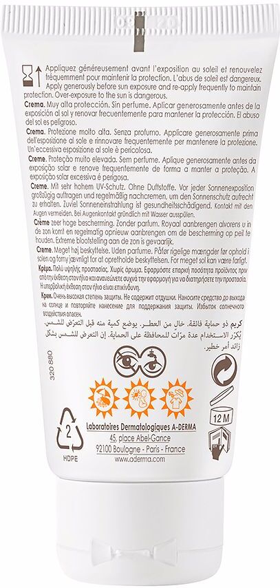 A-Derma Protect crema solar SPF50+ sin perfume 40 ml