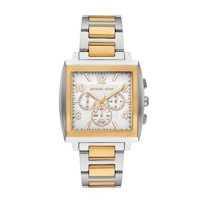Chronograph MICHAEL KORS "RHYS", gold (edelstahlfarben, gelbgoldfarben), Armbanduhren, Herren, Chronograph, Quarzuhr, Armbanduhr, Herrenuhr, Edelstahlarmband, analog, Tag