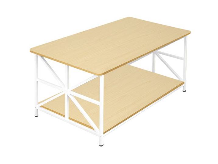 Table basse double plateau en bois clair Petite table de rangement brun clair blanc.
