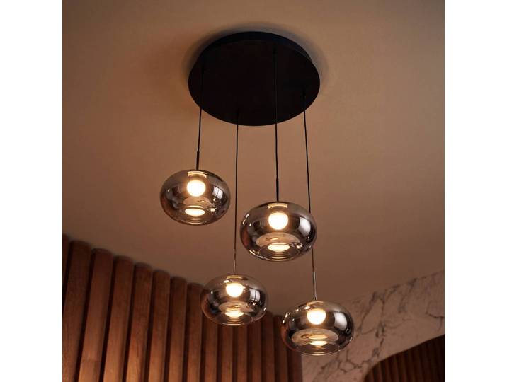 OSRAM Hängelampe Decor Satellite, dimmbar, alu / grau / zink, für Wohn- / Esszimmer, Glas, Modern, Pendelleuchte