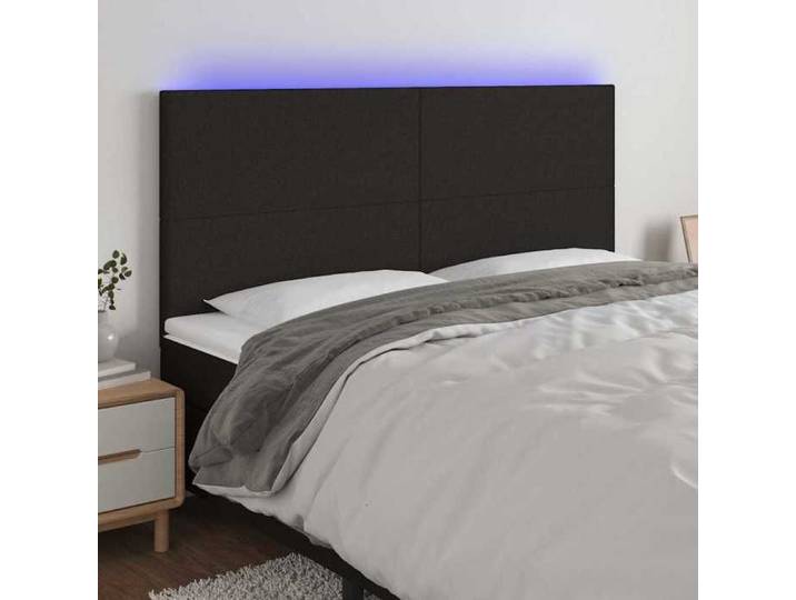Neuf& 840 Noir Accessoire de lit - - Tête de lit à LED Noir 160x5x118/128 cm Tissu - pour chambre（3parcel）