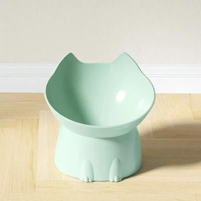 Uplifted Finds WhiskerWare Elevated Cat Bowl Anti Tip Raised Pet Feeding Dish With Tilted Edge green