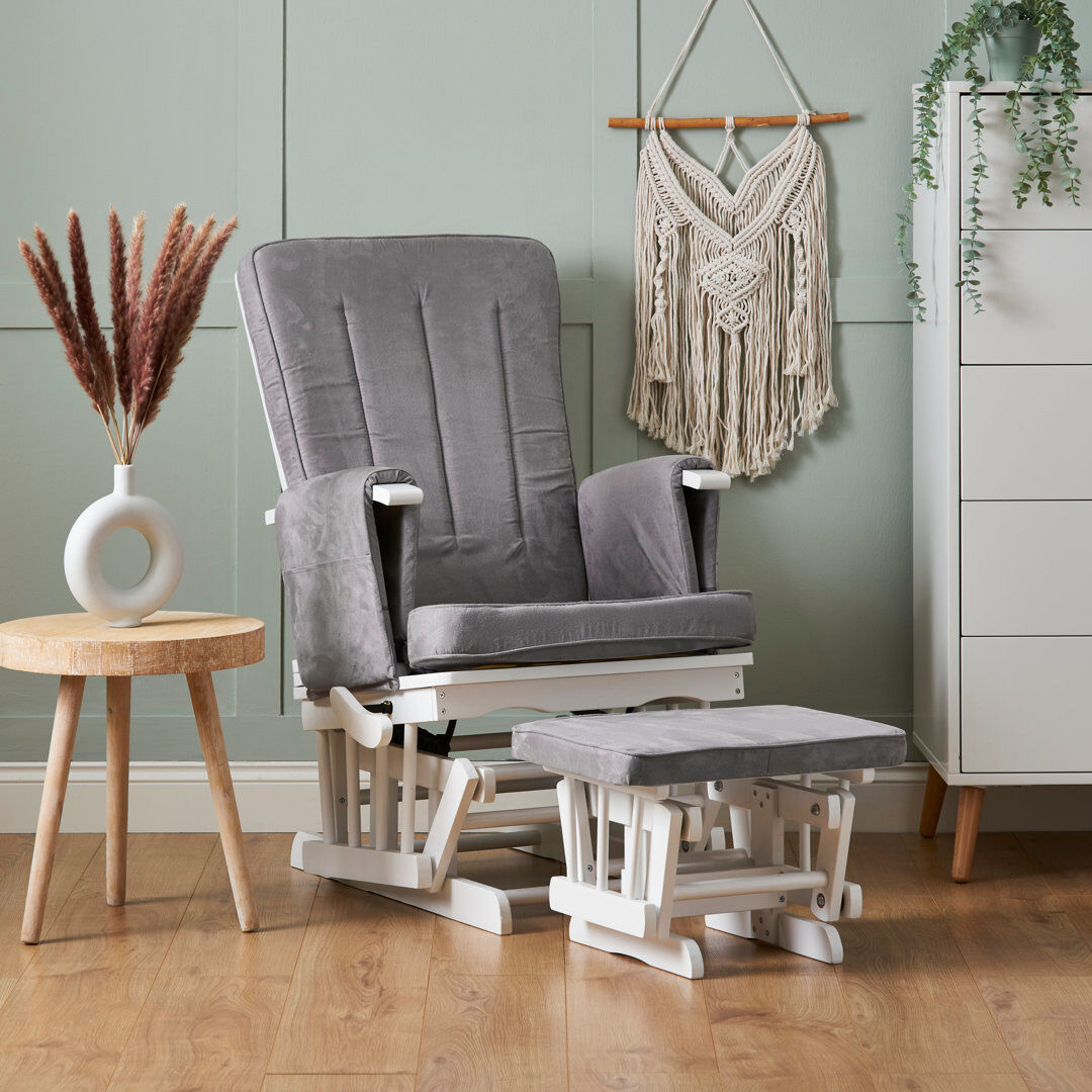 Obaby Deluxe Glider Nursing Chair and Footrest Gray 105cm H X 67.5cm W X 71.9cm D