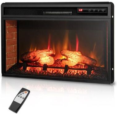 Costway 26 Inch Infrared Electric Fireplace Insert with Remote Control-Black