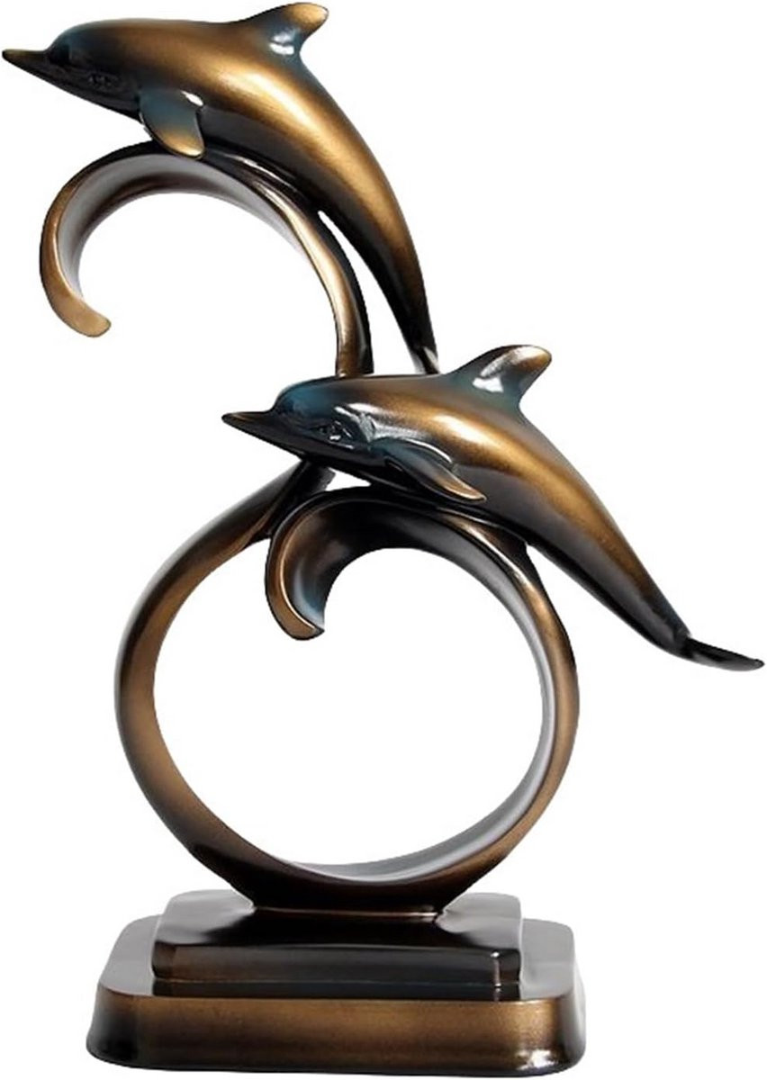 Decoratief Dolfijnen Beeldje voor Binnen - Hars Sculptuur als Tafeldecoratie