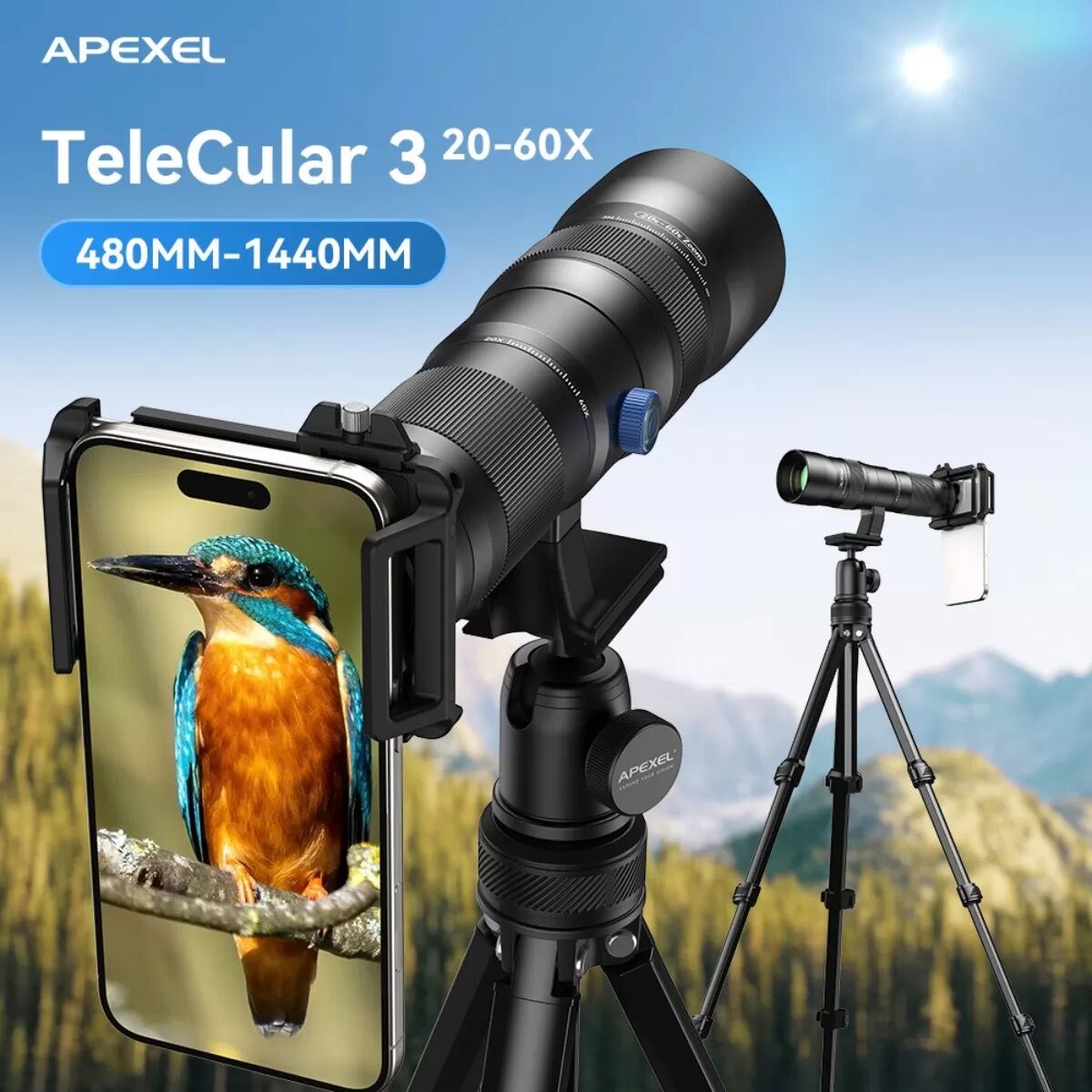 INF 20-60x Zoom Handy-Teleskopobjektiv – Langfokusobjektiv kompatibel mit iPhone & Android