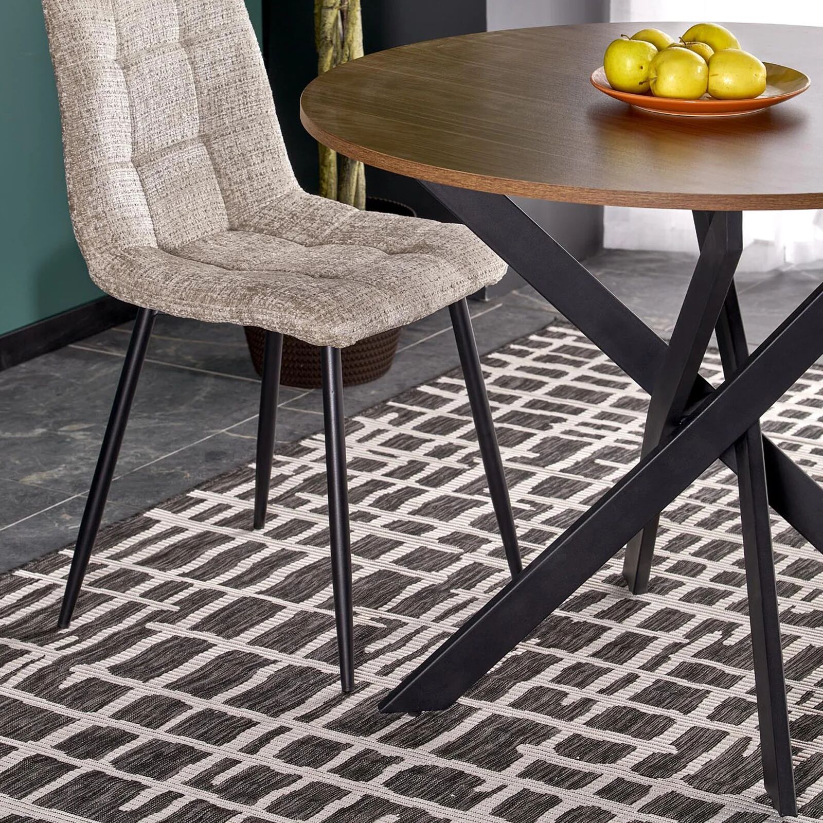 garneroarredamenti Tavolo rotondo 100x100cm moderno noce nero Dormelada