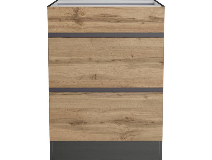 Unterschrank KOCHSTATION KS-Riesa , braun (wotaneiche), B:60cm H:82cm T:60cm, Holzwerkstoff, Schränke, Unterschrank, Breite 60 cm, MDF-Fronten