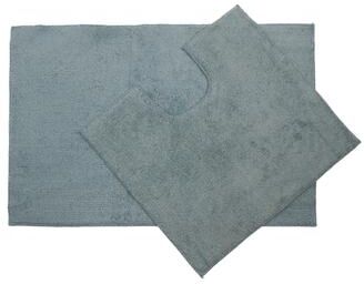 IH Casa Decor 2Pc Cotton Bath Mat W/Rubber Backing Set Blue