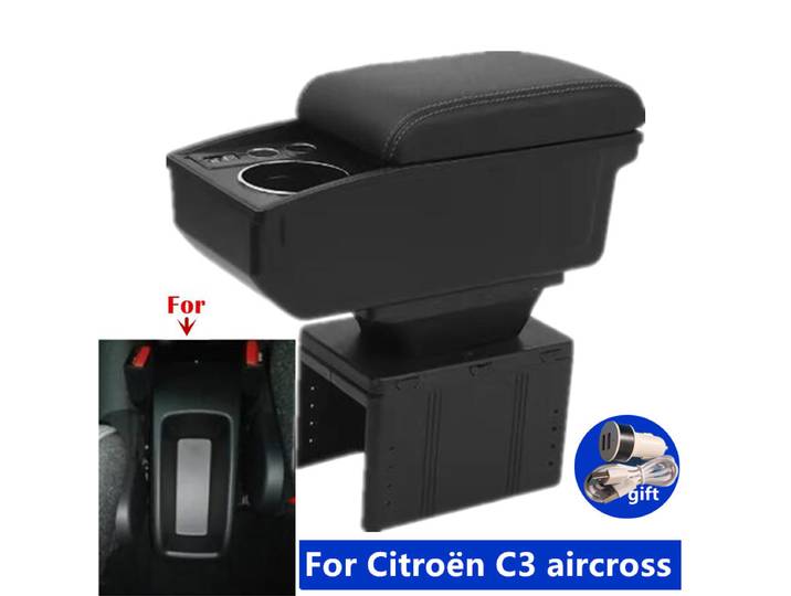 Boîte de rangement centrale pour accoudoir de voiture Citroën C3 Aircross, boîte d'accoudoir pour Citroën C3, accessoires de voiture à double couche pour rénovation intérieure
