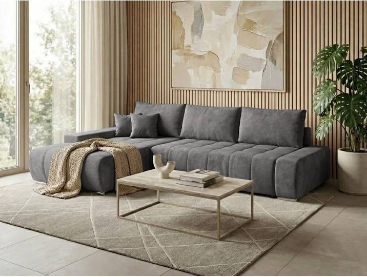 Beautysofa Ecksofa Draco L mit Schlaffunktion, in pflegeleichten Stoffen, Bettkasten