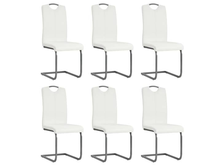 Chaises À Manger Cantilever Lot De 6 Blanc Similicuir Vidaxl