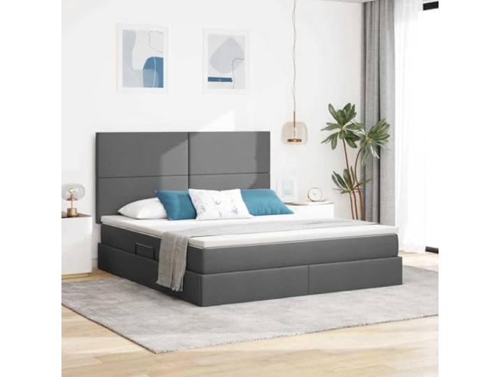 Seitlich geöffnetes Stauraumbett mit Hydrauliksystem Modernes Design Stauraumbett mit Matratze Dunkelgrau 180x200 cm Bett mit Bettkasten Hydraulik Kunstleder inklusive Lattenrost und Topper