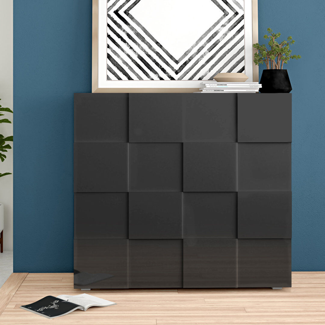 Zipcode Design Bailee 121cm Sideboard Gloss/Dark Grey 111cm H X 121cm W X 42cm D