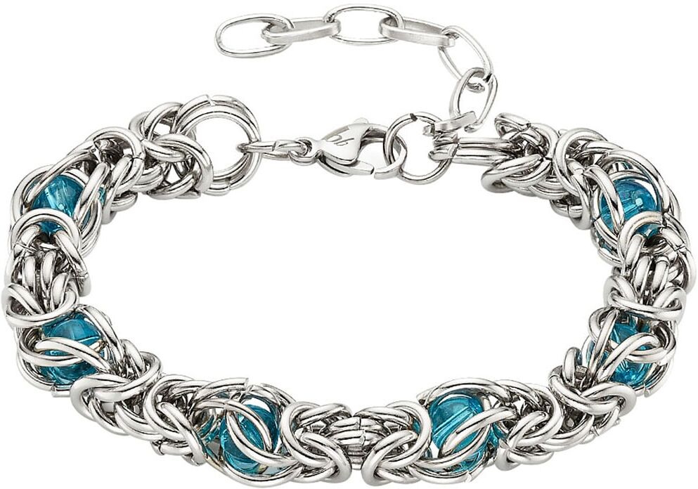 Edelstahlarmband BRUNO BANANI "Schmuck", blau (edelstahlfarben, türkis, türkis), Armbänder, Herren, 25,5cm, Edelstahl, Edelstahlarmband, mit Glasstein edelstahlfarben, türkis, türkis 25,5cm, Edelstahl