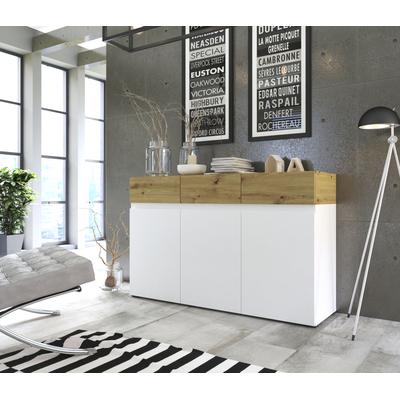 Sideboard HOME AFFAIRE "Rimini", weiß (weiß, eichefarben artisan), B:135cm H:86cm T:40cm, Sideboards, Sideboard, Breite 135 cm