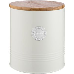 Typhoon Vorratsdose Living Collection Keksdose, aus Metall, 3 Liter, mit Bambusdeckel, pastellcreme, luftdicht