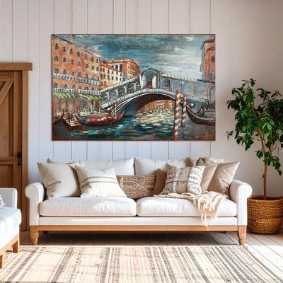 Metallbild CASABLANCA BY GILDE "Bild rechteckig Ponte di Rialto mehrfarbig H. 80 cm", bunt (farbe bild(er): mehrfarbig), B:120cm H:80cm T:4,3cm, Metall, Bilder