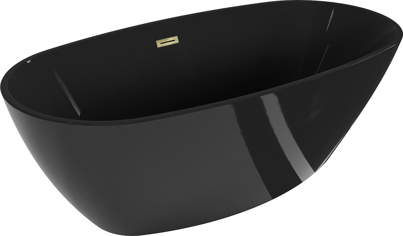 Mexen Eris freistehende Badewanne 170 x 80 cm, schwarz, goldene Überlauf - 53441708070-50