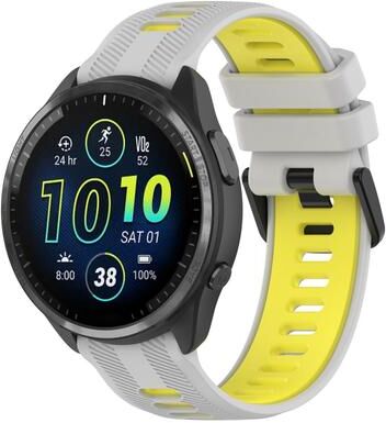 Everyday Crate Garmin Forerunner 965 Silicone Watch Band Two Color Replacement Strap For Garmin Smartwatches grey+yellow